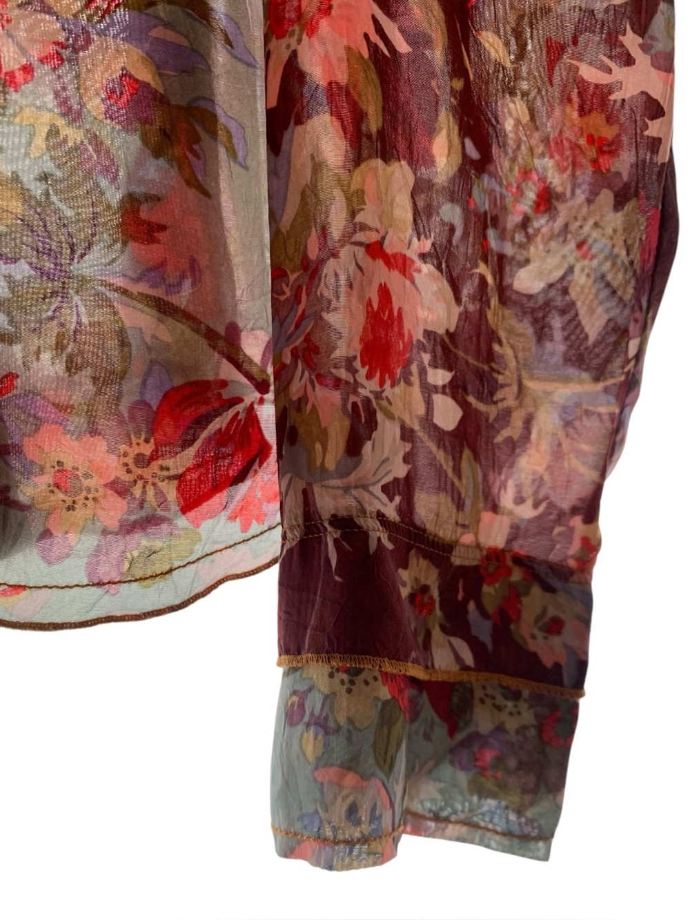 Johnny Was Floral Sheer Layered Button Front Blouse Boho Size S Like New - Picture 3 of 12